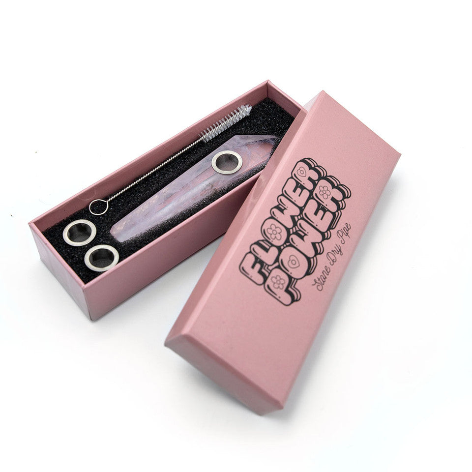 Flower Power Point Clear Quartz Stone Dry Pipe