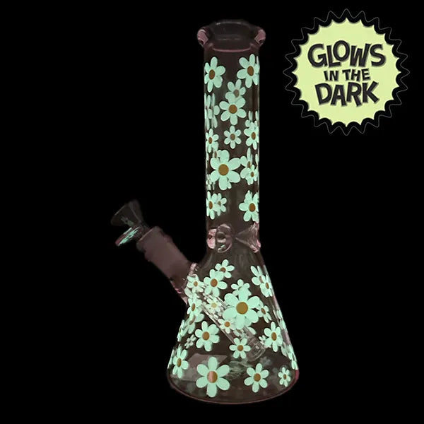 Glows In The Dark Marc Jacobs Daisy Glass Beaker Waterpipe (Pink) – 25cm by Billy Mate