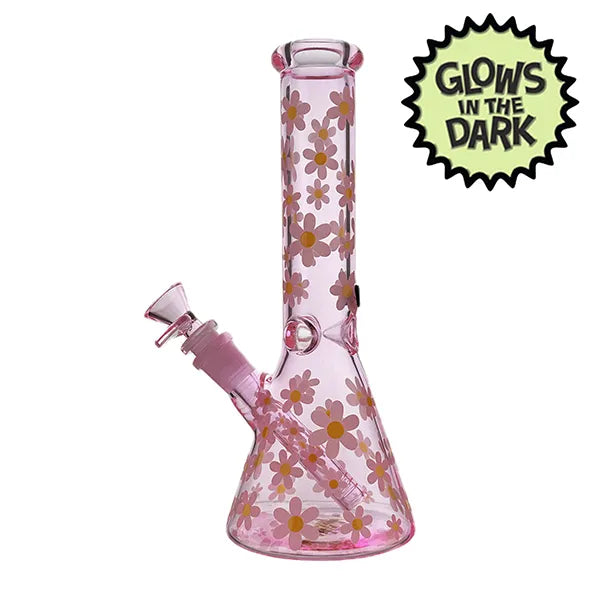 Glows In The Dark Marc Jacobs Daisy Glass Beaker Waterpipe (Pink) – 25cm by Billy Mate
