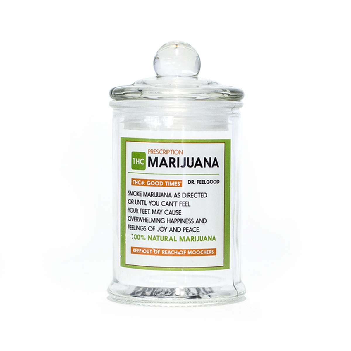 STASH JAR - PRESCRIPTION MARIJUANA 150ML CLEAR GLASS JAR