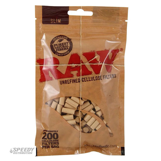 RAW Natural unrefined Rolling Papers, Slim Cellulose Filters, 200 Count