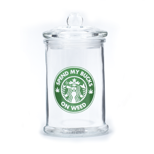 STASH JAR - SPEND MY BUCKS 370ML CLEAR GLASS JAR